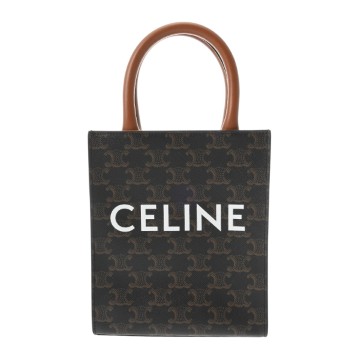 セリーヌ ミニ バーティカルカバ タン 194372BZK.04LU トリオンフキャンバス/カーフ レディース バッグ 【中古】【bag】