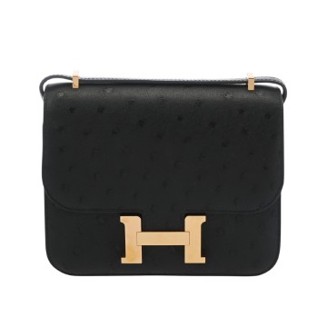 エルメス コンスタンス 18 ブラック オーストリッチ レディース バッグ 【中古】【bag】