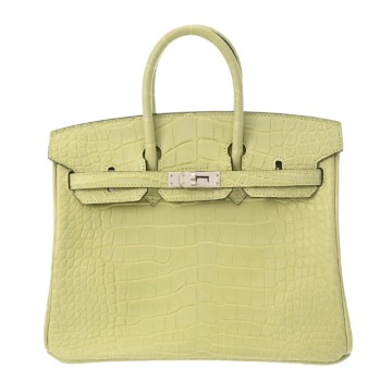 エルメス バーキン 25 ジョーヌプルジョン アリゲーターマット レディース バッグ 【中古】【bag】