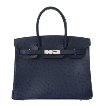 エルメス バーキン 30  ブルーアイリス オーストリッチ レディース バッグ 【中古】【bag】