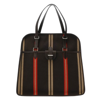エルメス ジャンピングカバス ダークブラウン/レッド/ベージュ ヴォースイフト/トワルカザック レディース バッグ 【中古】【bag】