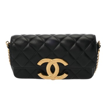 シャネル マトラッセ フォンケース ブラック AP3207 ラムスキン レディース バッグ 【中古】【bag】