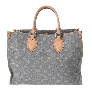 ルイ ヴィトン オンザゴー MM 2WAY ウォッシュドグレー M13189 モノグラムデニム レディース バッグ 【中古】【bag】