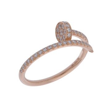 カルティエ ジュストアンクルリング SM #55 セミパヴェ ゴールド K18ピンクゴールド PG レディース ジュエリー 【中古】【jewelry】