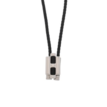 エルメス ネックレス トレッセ ブラック/シルバー金具 レザー レディース ジュエリー 【新品】【jewelry】