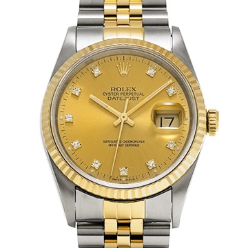 ロレックス デイトジャスト 16233G シャンパン/ダイヤモンド メンズ 時計 【中古】【wristwatch】