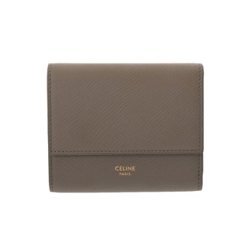 セリーヌ スモール トリフォールドウォレット ペブル 10B573BEL.10BL グレインドカーフ レディース 財布 【中古】【purse】