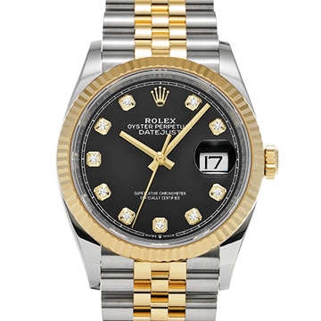 ロレックス デイトジャスト 36 126233G ブラック/ダイヤモンド メンズ 時計 【中古】【wristwatch】