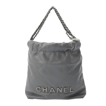 シャネル シャネル 22 ハンドバッグ グレー AS3980 カーフスキン レディース バッグ 【中古】【bag】