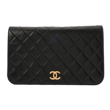 シャネル マトラッセ プッシュロックチェーンショルダー ブラック ラムスキン レディース バッグ 【中古】【bag】