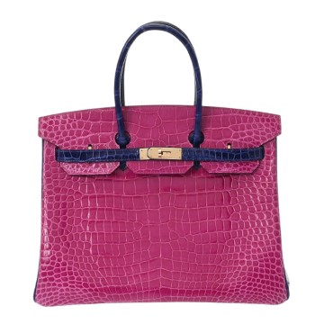 エルメス バーキン 35 ローズシェヘラザード/ブルーエレクトリック ポロサスリセ ユニセックス バッグ 【中古】【bag】