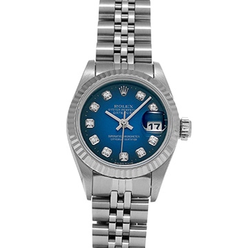 ロレックス デイトジャスト 69174G ブルー・グラデーション/ダイヤモンド レディース 時計 【中古】【wristwatch】
