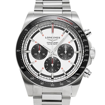 ロンジン コンクエスト クロノグラフ L3.835.4.72.6 ホワイト/ブラック メンズ 時計 【中古】【wristwatch】