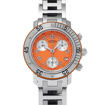 エルメス クリッパー ダイバー クロノグラフ CL2.316 オレンジ/シルバー レディース 時計 【中古】【wristwatch】