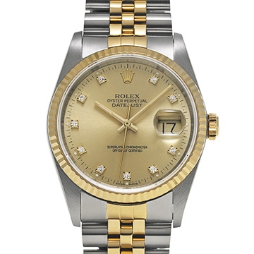 ロレックス デイトジャスト 16233G シャンパン/ダイヤモンド メンズ 時計 【中古】【wristwatch】