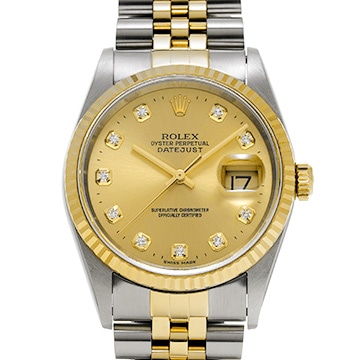 ロレックス デイトジャスト 16233G シャンパン/ダイヤモンド メンズ 時計 【中古】【wristwatch】