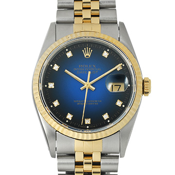 ロレックス デイトジャスト 16233G ブルー・グラデーション/ダイヤモンド メンズ 時計 【中古】【wristwatch】