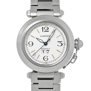 カルティエ パシャC ビッグデイト W31044M7 ホワイト ユニセックス 時計 【中古】【wristwatch】