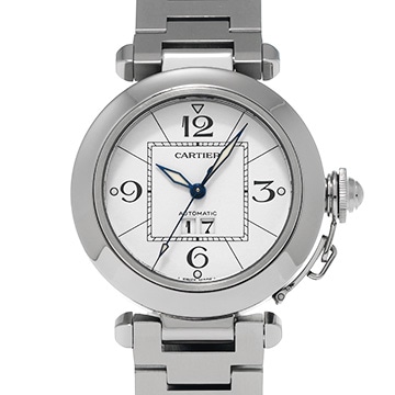 カルティエ パシャC ビッグデイト W31055M7 ホワイト ユニセックス 時計 【中古】【wristwatch】