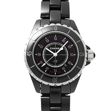 シャネル J12 33MM H1634 ブラック/ルビー レディース 時計 【中古】【wristwatch】
