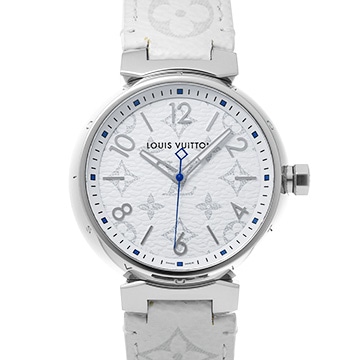 ルイ ヴィトン タンブール モノグラム QA114Z ホワイト レディース 時計 【中古】【wristwatch】