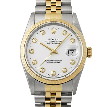 ロレックス デイトジャスト 36 16233G ホワイト/ダイヤモンド メンズ 時計 【中古】【wristwatch】