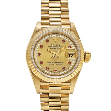 ロレックス デイトジャスト 69178LR シャンパン/ミリヤードダイヤモンド/ルビー レディース 時計 【中古】【wristwatch】
