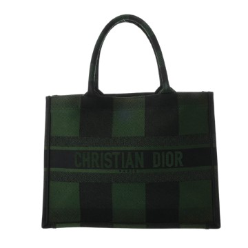 ディオール ブックトート ミディアム  グリーン キャンバス レディース バッグ 【中古】【bag】