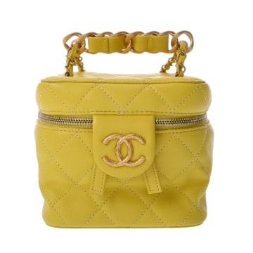シャネル マトラッセ スモール ヴァニティケース イエロー AS3228 ラムスキン レディース バッグ 【中古】【bag】