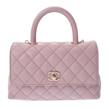 シャネル マトラッセ ココハンドル XS ピンク A92990 キャビアスキン レディース バッグ 【中古】【bag】