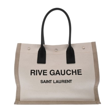 サンローラン リヴ ゴーシュ ベージュ/ブラック VLR617481.0821 キャンバス/レザー レディース バッグ 【中古】【bag】