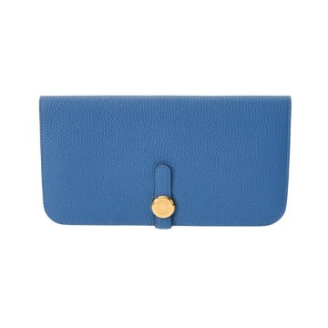 エルメス ドゴン GM ブルーザンジバル トゴ ユニセックス 財布 【中古】【purse】