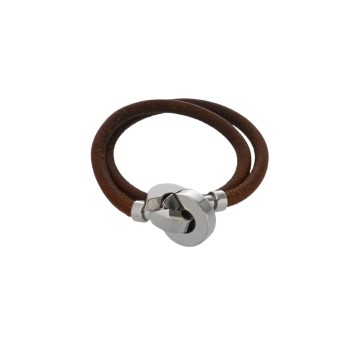 エルメス ランスロット ブラウン/シルバー金具 レザー ユニセックス ジュエリー 【中古】【jewelry】