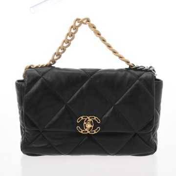 シャネル シャネル19 ラージ ハンドバッグ ブラック AS1161 シャイニーラムスキン レディース バッグ 【中古】【bag】