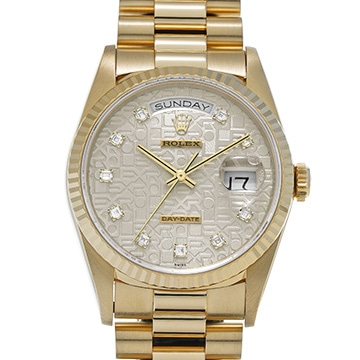 ロレックス デイデイト 18238G シルバーコンピュータ/ダイヤモンド メンズ 時計 【中古】【wristwatch】