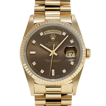 ロレックス デイデイト 18238A ブラウン/ダイヤモンド メンズ 時計 【中古】【wristwatch】
