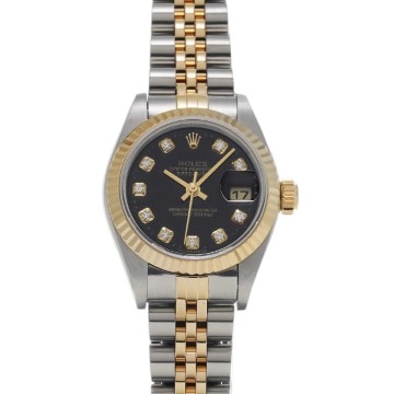 ロレックス デイトジャスト 79173G ブラック/ダイヤモンド レディース 時計 【中古】【wristwatch】