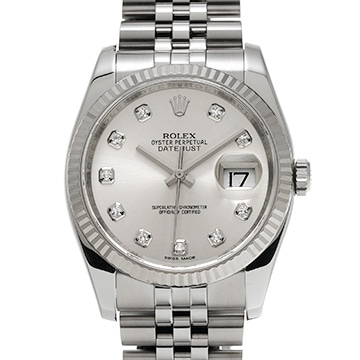 ロレックス デイトジャスト 116234G シルバー/ダイヤモンド メンズ 時計 【中古】【wristwatch】