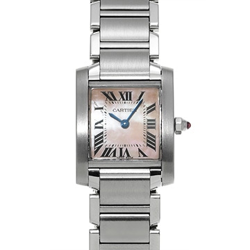 カルティエ タンクフランセーズ SM W51028Q3 ピンクシェル レディース 時計 【中古】【wristwatch】