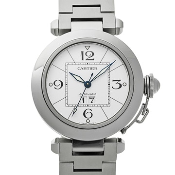 カルティエ パシャC ビッグデイト W31055M7 ホワイト ユニセックス 時計 【中古】【wristwatch】