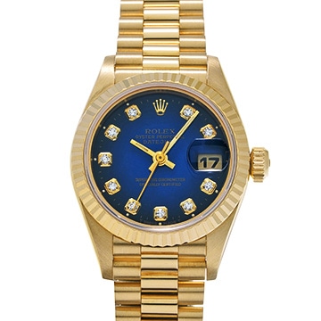 ロレックス デイトジャスト 69178G ブルー・グラデーション/ダイヤモンド レディース 時計 【中古】【wristwatch】