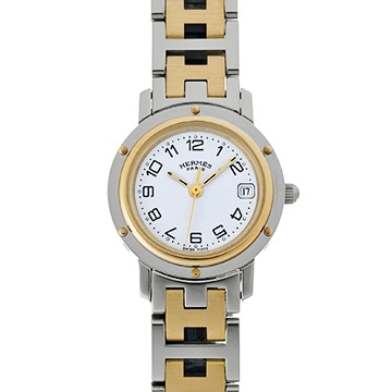エルメス クリッパー CL4.220 ホワイト レディース 時計 【中古】【wristwatch】