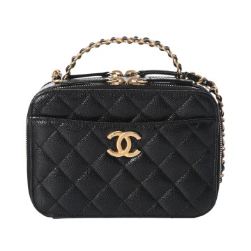 シャネル マトラッセ ヴァニティトップハンドル ブラック キャビアスキン レディース バッグ 【中古】【bag】
