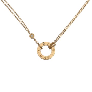 カルティエ ラブサークル ネックレス 2PD ゴールド K18イエローゴールド YG レディース ジュエリー 【中古】【jewelry】
