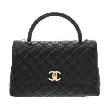 シャネル マトラッセ ラージトップハンドル ブラック A92991 キャビアスキン レディース バッグ 【中古】【bag】