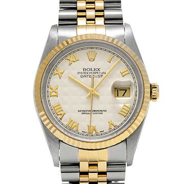 ロレックス デイトジャスト 16233 アイボリーピラミッド メンズ 時計 【中古】【wristwatch】