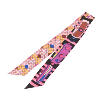 エルメス ツイリー LES CLES A POIS ブラック/ピンク/マルチカラー 063154S シルク100％ レディース 【中古】【other】