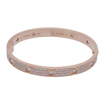 カルティエ ラブブレスレット #16 フルパヴェ ゴールド K18ピンクゴールド PG レディース ジュエリー 【中古】【jewelry】