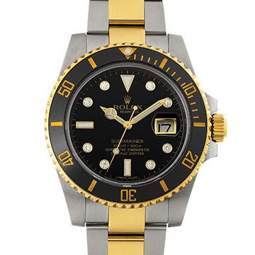 ロレックス サブマリーナ デイト 116613GLN ブラック/ダイヤモンド メンズ 時計 【中古】【wristwatch】