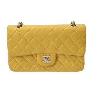 シャネル マトラッセ WフラップWチェーンショルダー 23cm イエロー A01113 ラムスキン レディース バッグ 【中古】【bag】